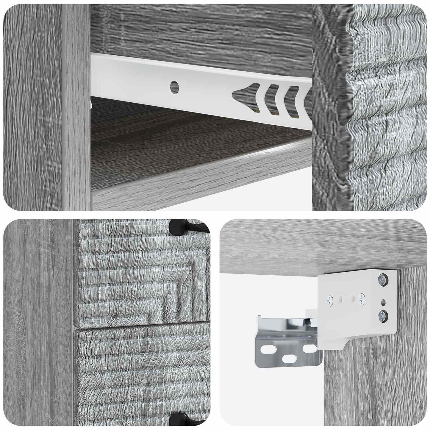 Wall-Mounted Bedside Cabinet 2 pcs Grey Sonoma