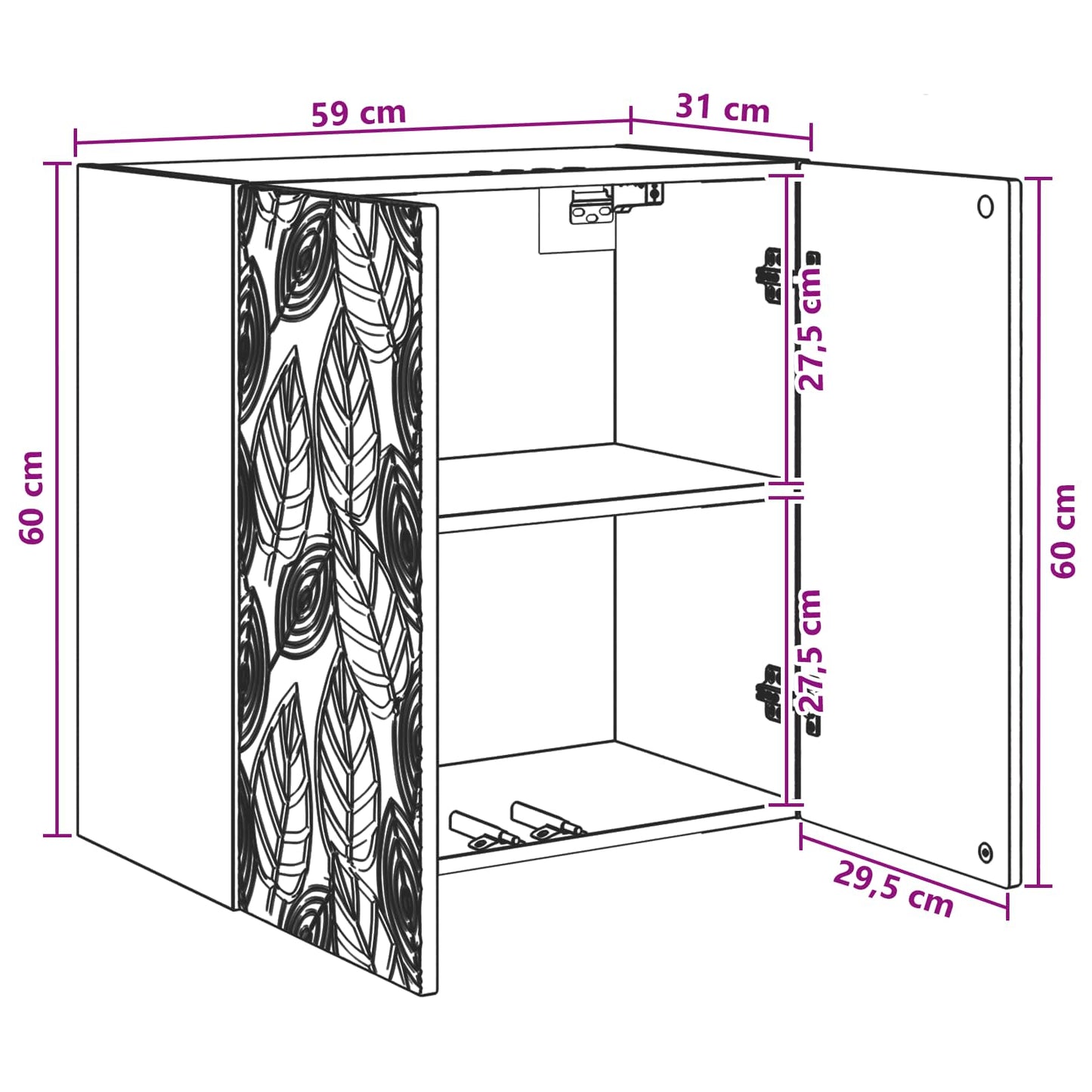 Wall-Mounted Cabinet 59 x 31 x 60 cm Engineered Wood Black