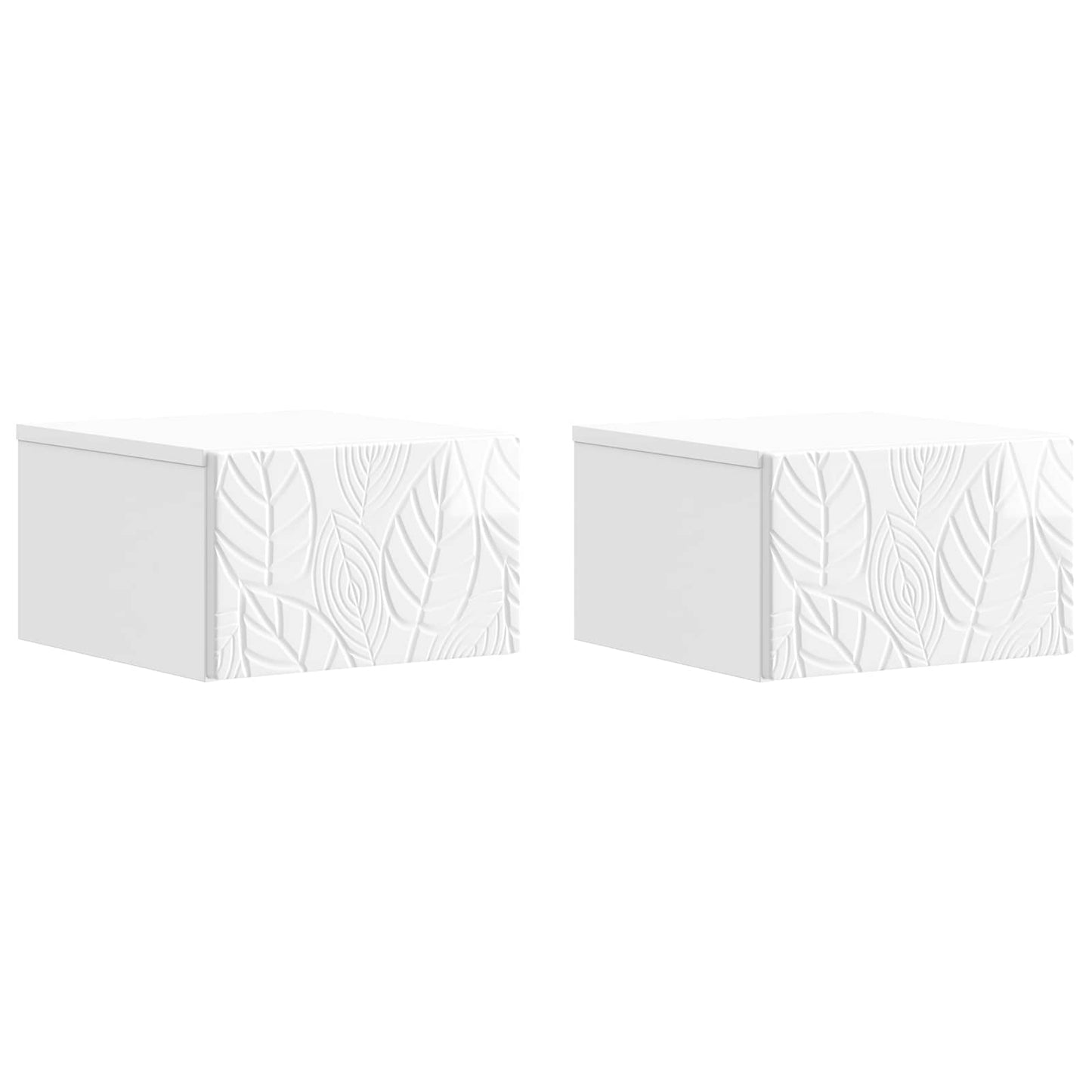 Wall-Mounted Bedside Cabinet 2 pcs High Gloss White