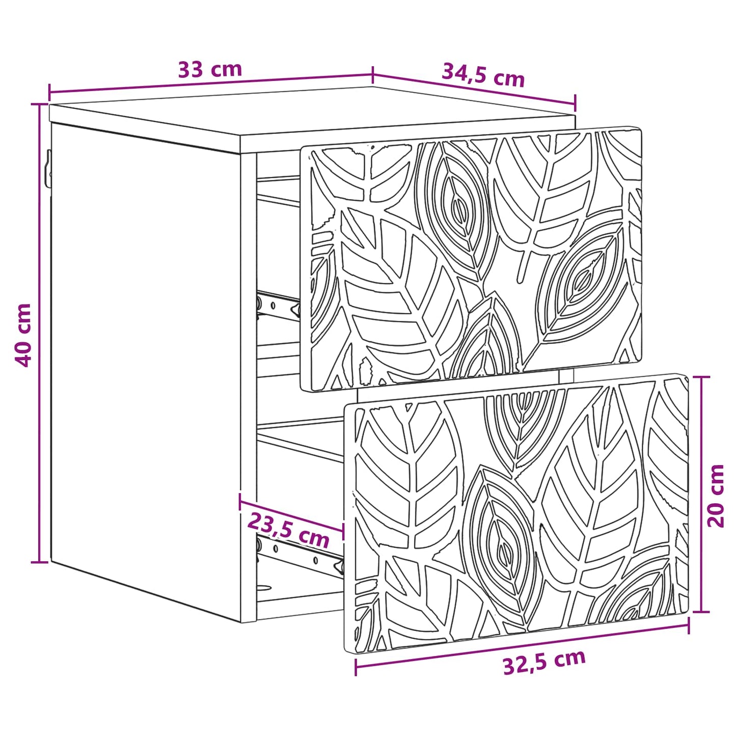 Wall-Mounted Bedside Cabinet 2 pcs Concrete Grey