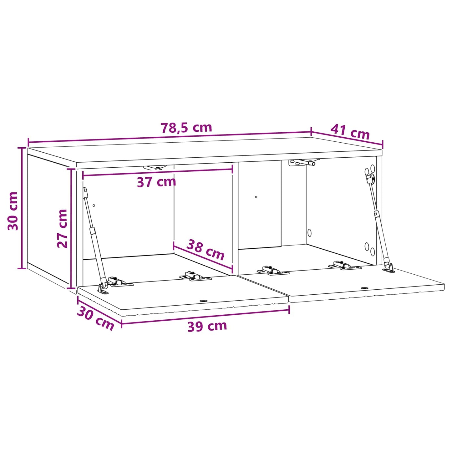 Wall-Mounted TV Cabinet 78.5 x 41 x 30 cm Concrete Grey