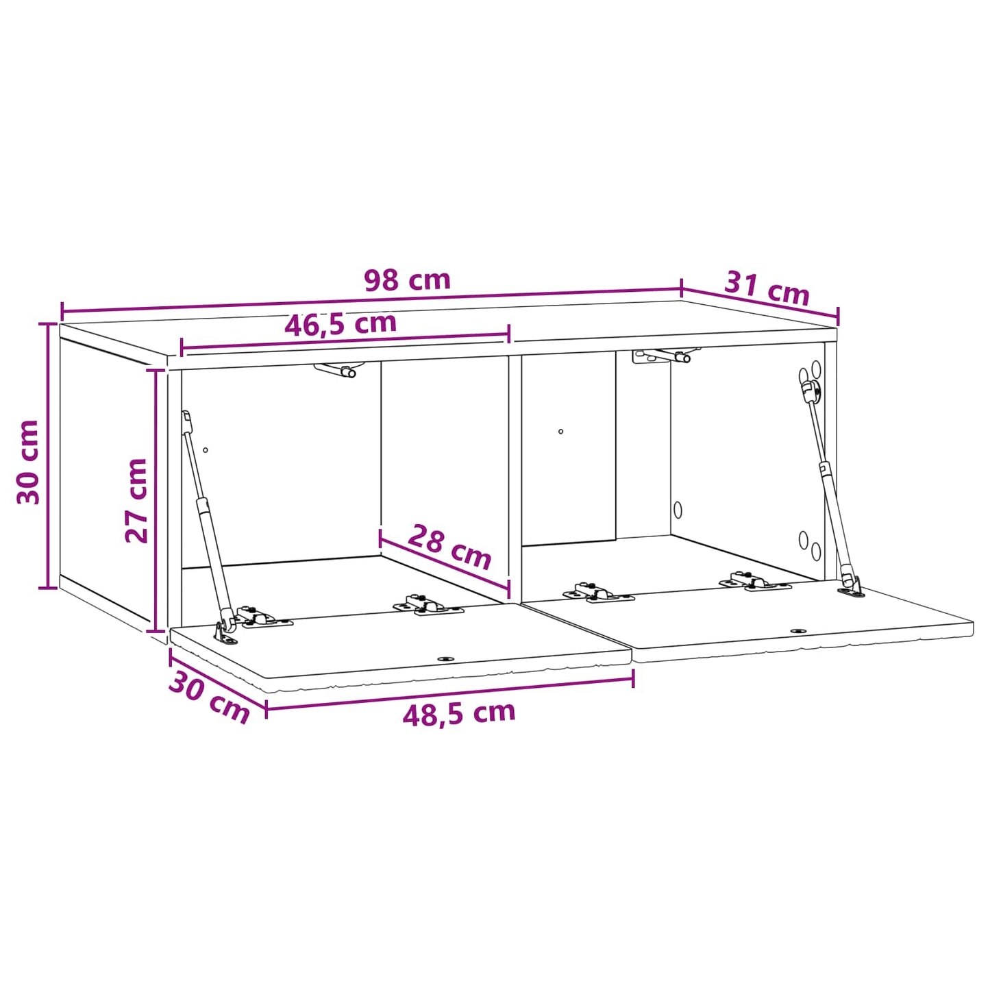 Wall-Mounted TV Cabinet 98 x 31 cm High Gloss White