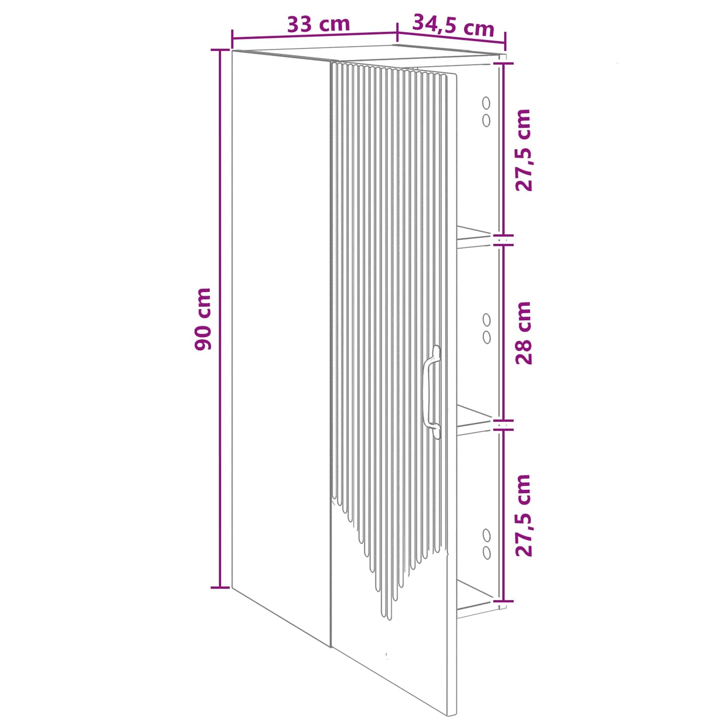 Wall-Mounted Cabinet White 33 x 34.5 x 90 cm Engineered Wood