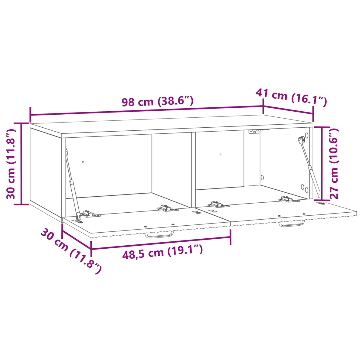 Wall-Mounted TV Cabinet High Gloss White 98 x 41 x 30 cm