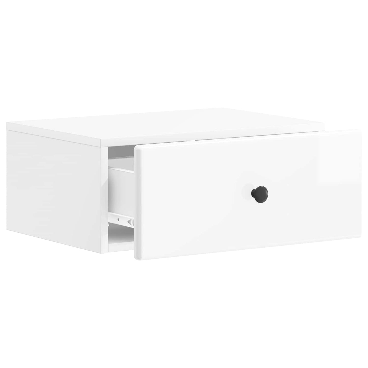 Wall-Mounted Bedside Cabinet High Gloss White 49 x 34.5 x 20 cm