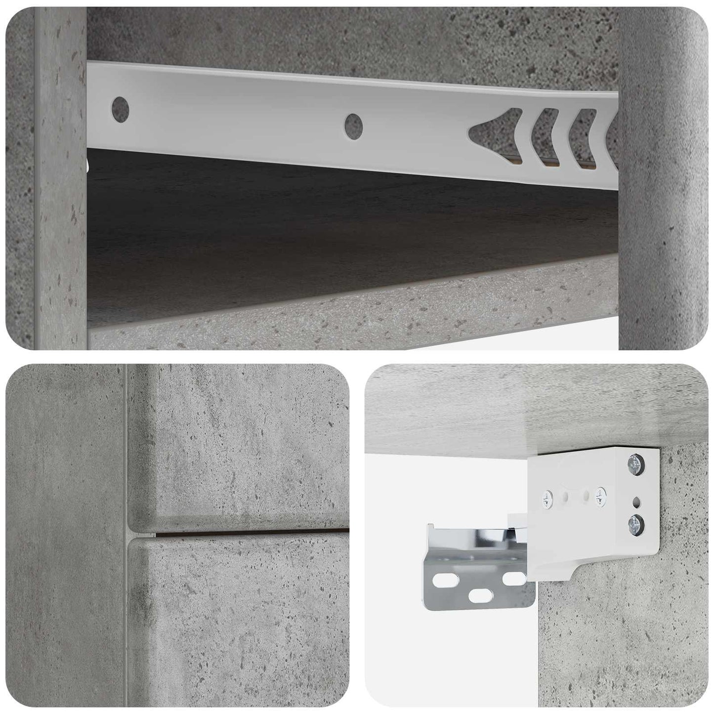 Wall-Mounted Bedside Cabinet 2 pcs Concrete Grey