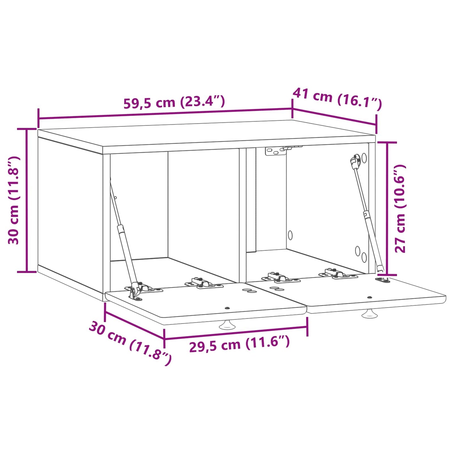Wall-Mounted TV Cabinet 59.5 x 41 x 30 cm Grey Sonoma