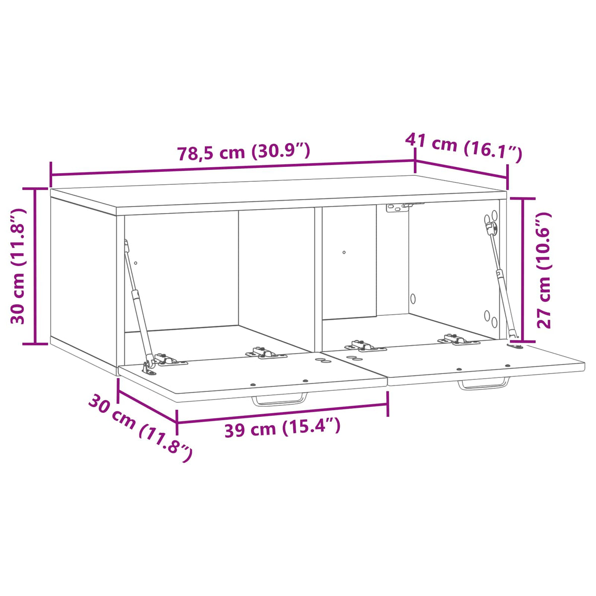 Wall-Mounted TV Cabinet Wall-mounted Old Wood 78.5 x 41 x 30 cm