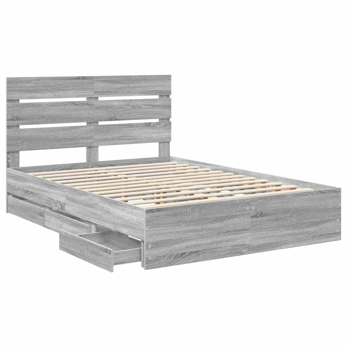 Bed Frame with Drawer Grey Sonoma 150 x 200 cm Engineer Wood