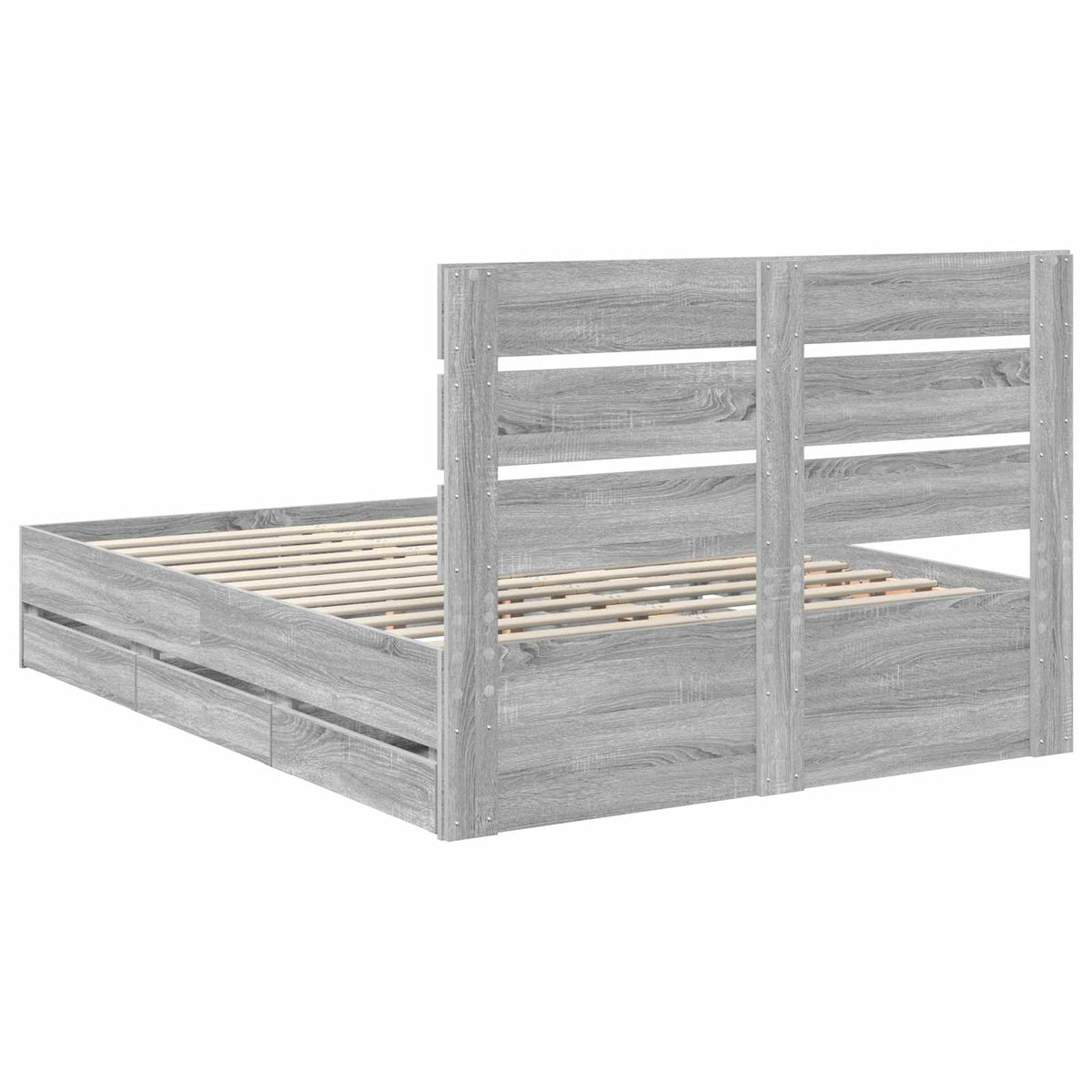 Bed Frame with Drawer Grey Sonoma 150 x 200 cm Engineer Wood