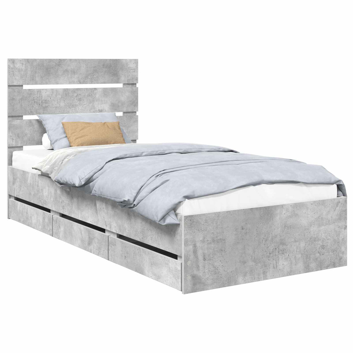Bed Frame with Drawer Concrete Grey 90 x 190 cm Engineer Wood