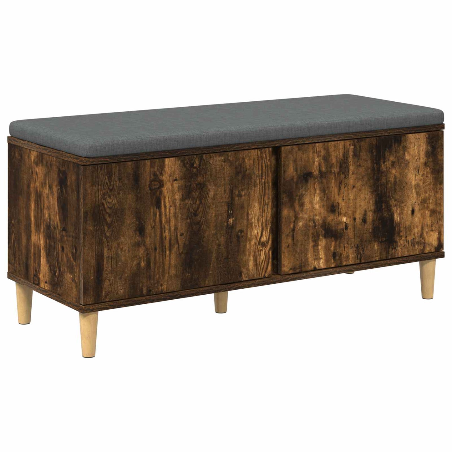 Hall Bench with Cushion with Door Smoked Oak 100 x 38 x 46 cm