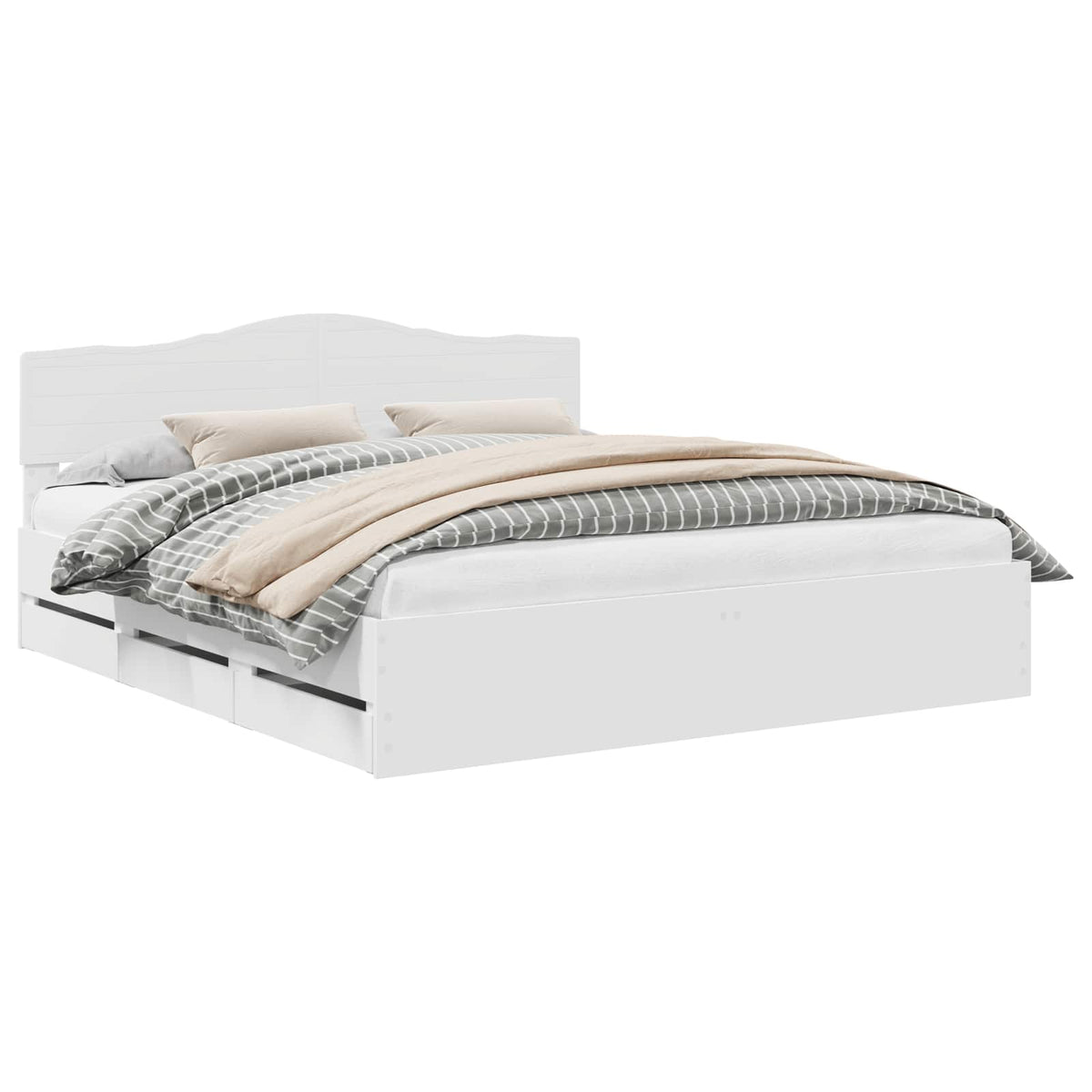 Bed Frame with Drawer White 180 x 200 cm Engineer Wood