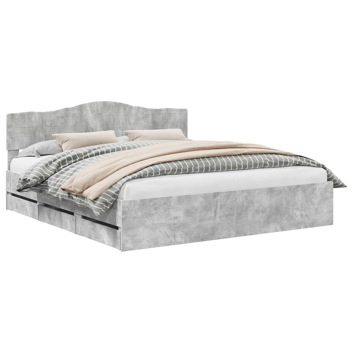 Bed Frame with Drawer Concrete Grey 180 x 200 cm Engineer Wood