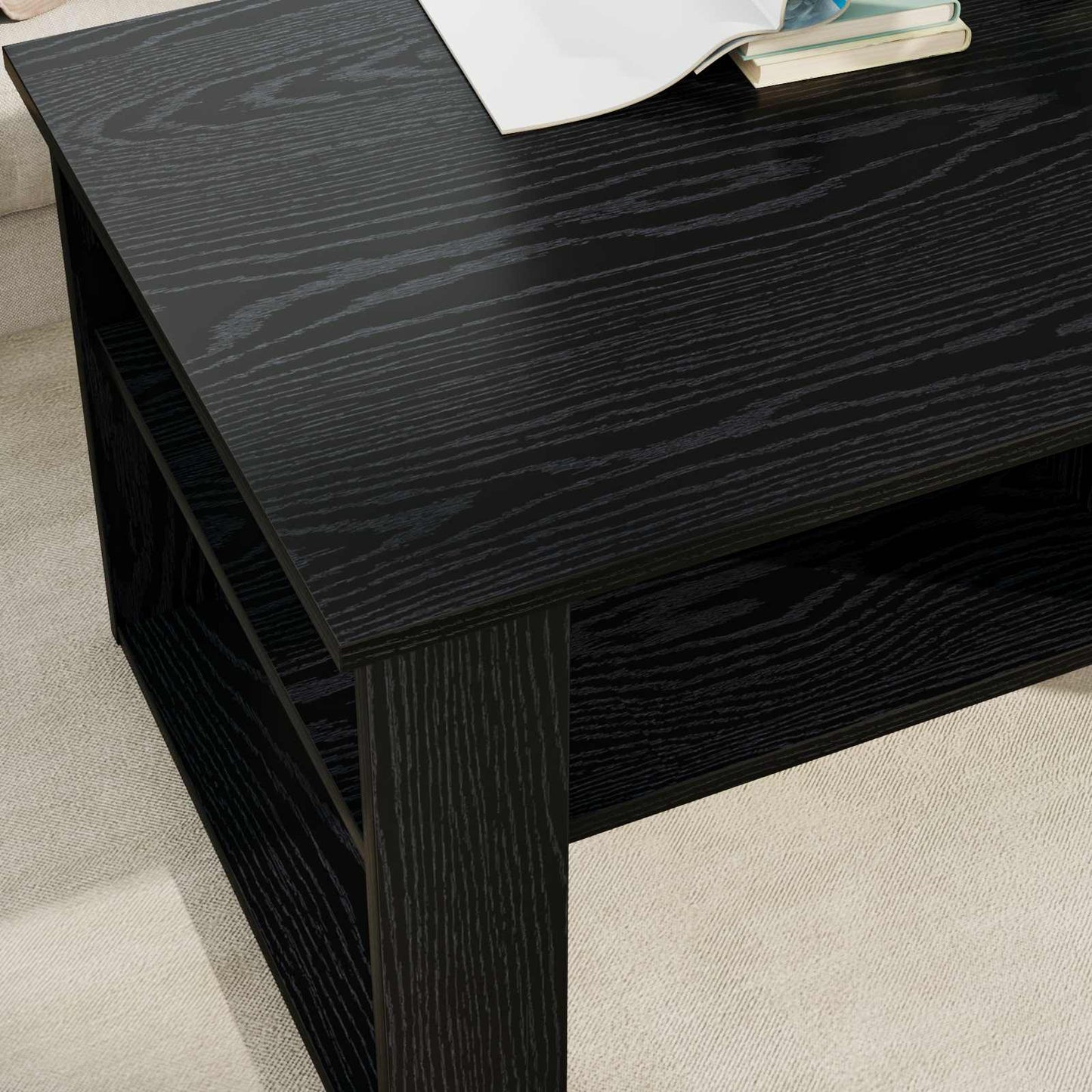 Coffee Table Black Oak 96 x 54 x 44 cm Engineered Wood