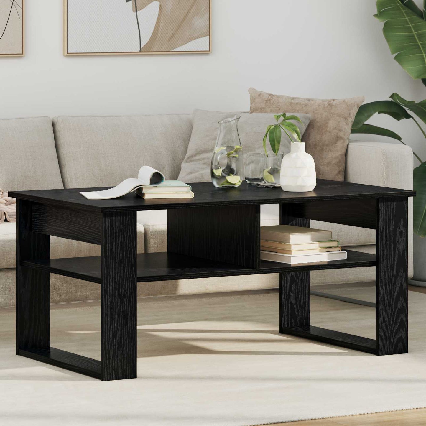 Coffee Table Black Oak 96 x 54 x 44 cm Engineered Wood