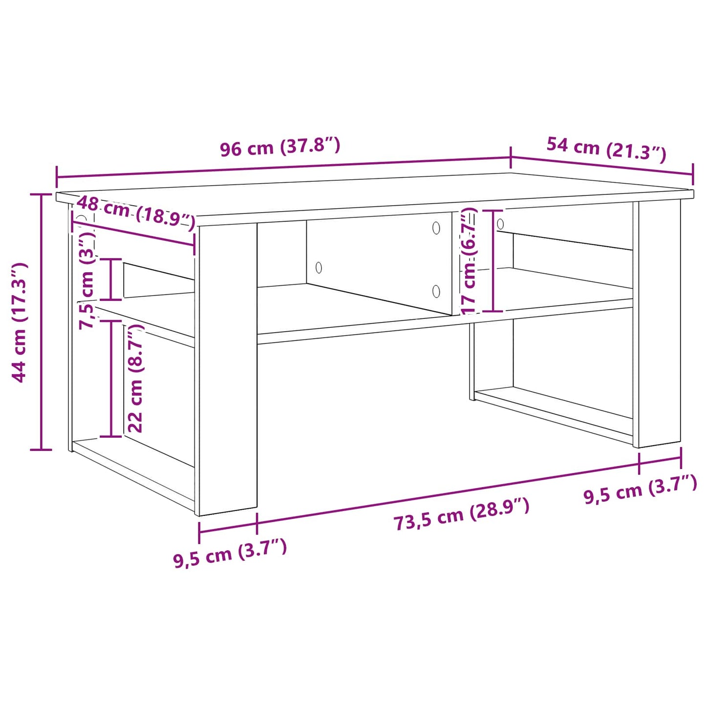Coffee Table Old Wood 96 x 54 x 44 cm Engineered Wood