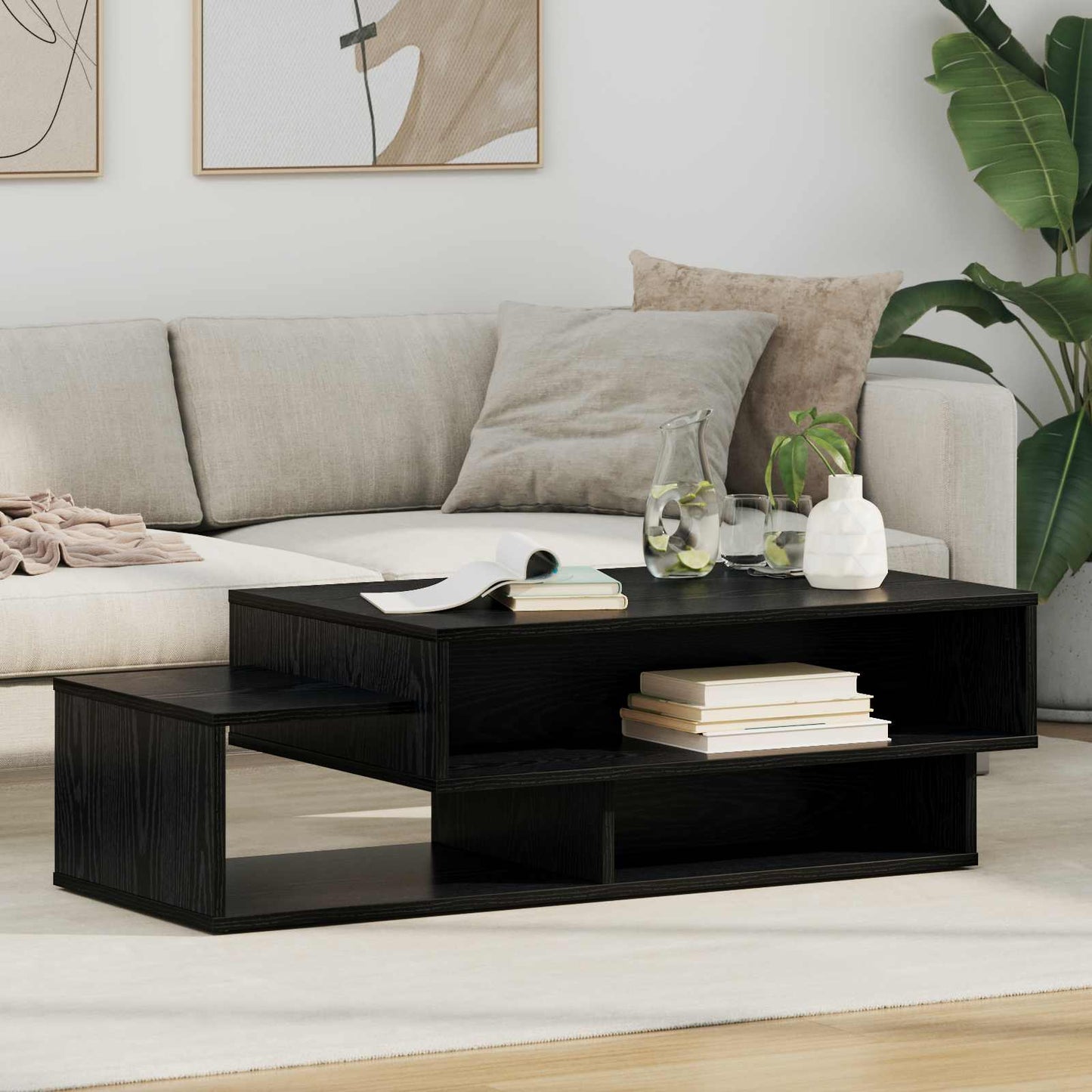 Coffee Table Black Oak 105 x 50 x 32.5 cm Engineered Wood