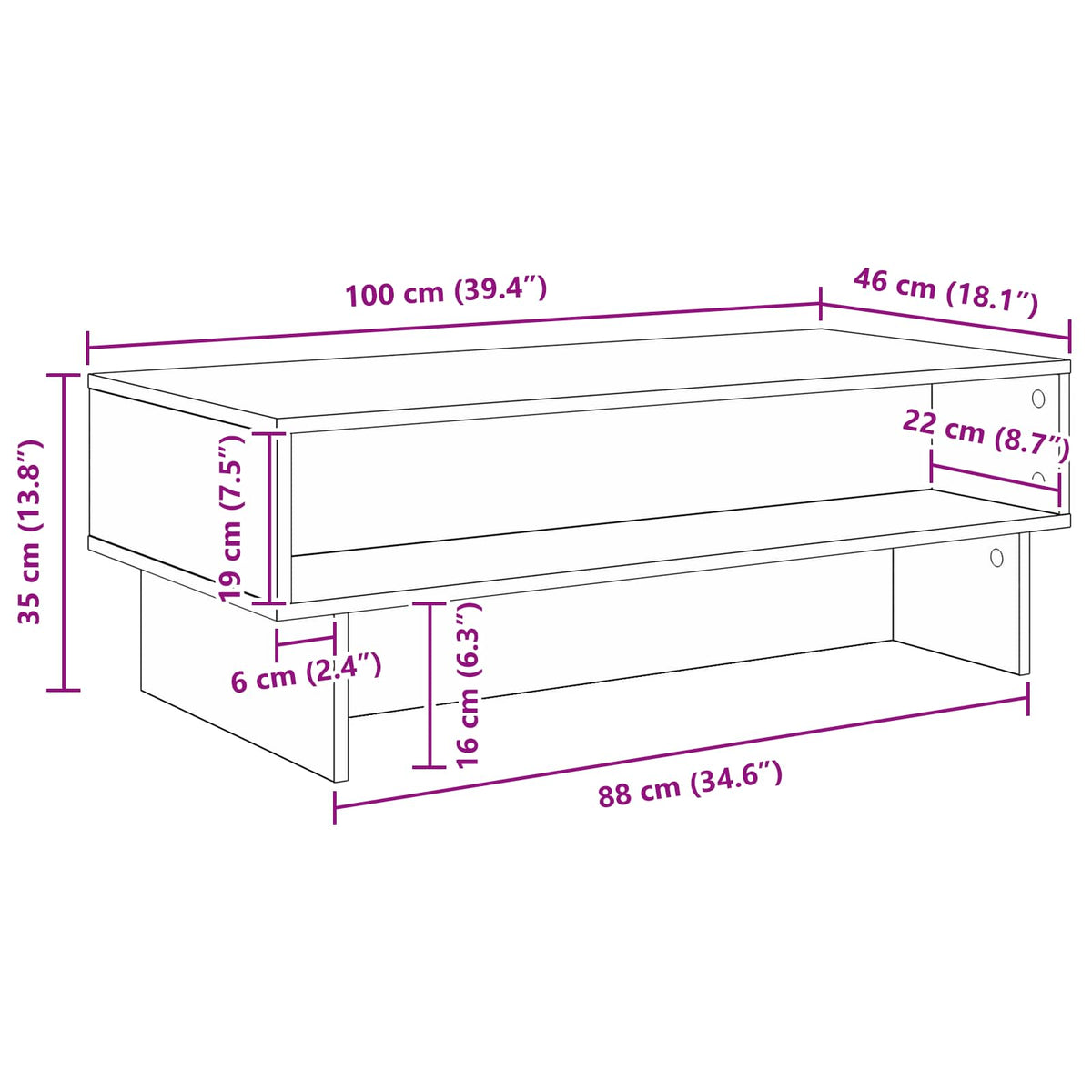 Coffee Table Black Oak 100 x 46 x 35 cm Engineered Wood