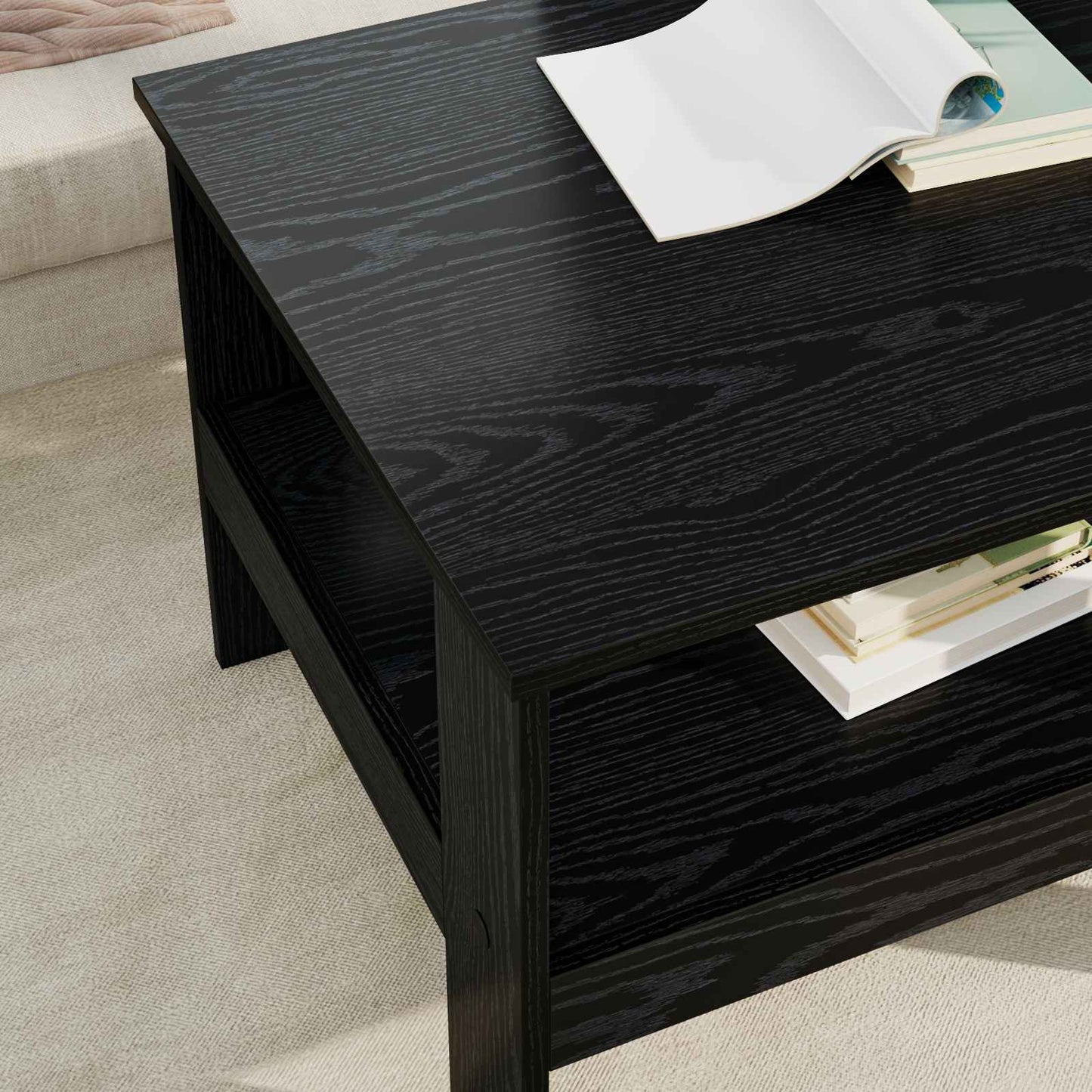 Coffee Table Black Oak 57 x 55 x 45 cm Engineered Wood