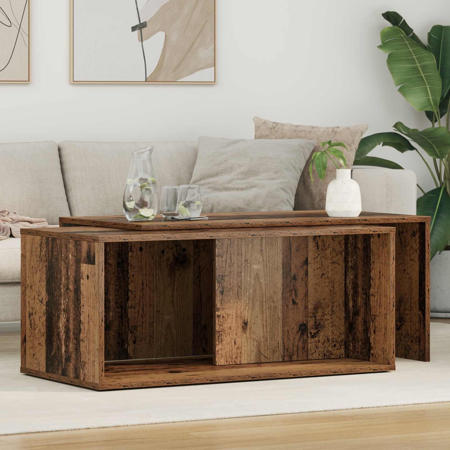 Coffee Table Set 2 pcs Old Wood 90 x 48 x 40 cm Engineered Wood