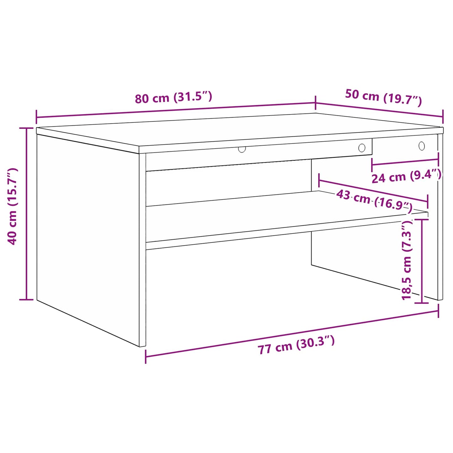 Coffee Table Concrete Grey 80 x 50 x 40 cm Engineered Wood