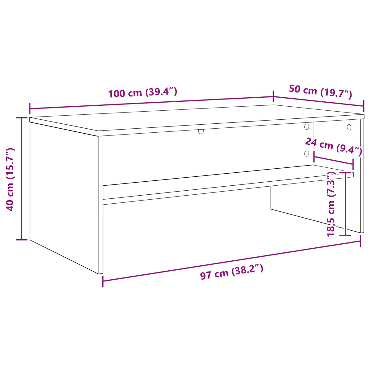 Coffee Table Concrete Grey 100 x 50 x 40 cm Engineered Wood