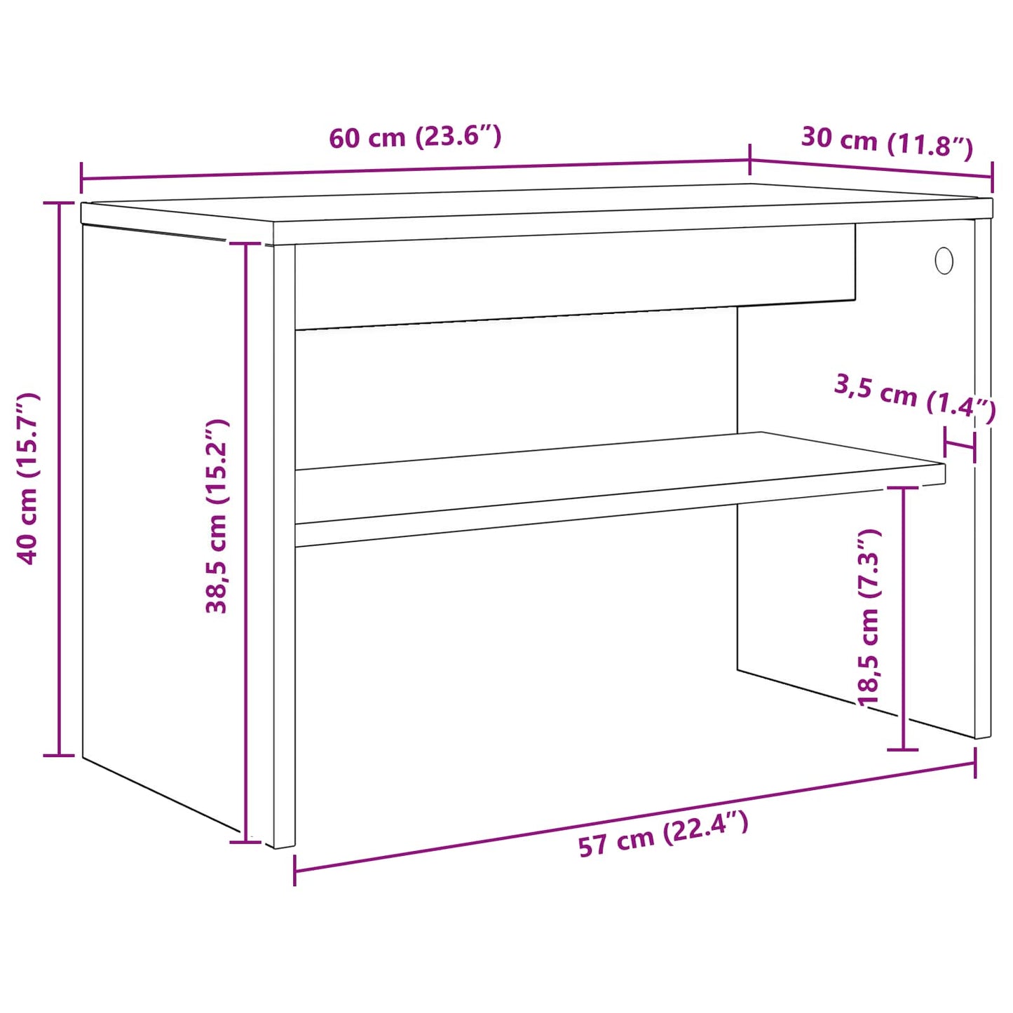 TV Cabinet 60 x 30 x 40 cm White Engineered Wood
