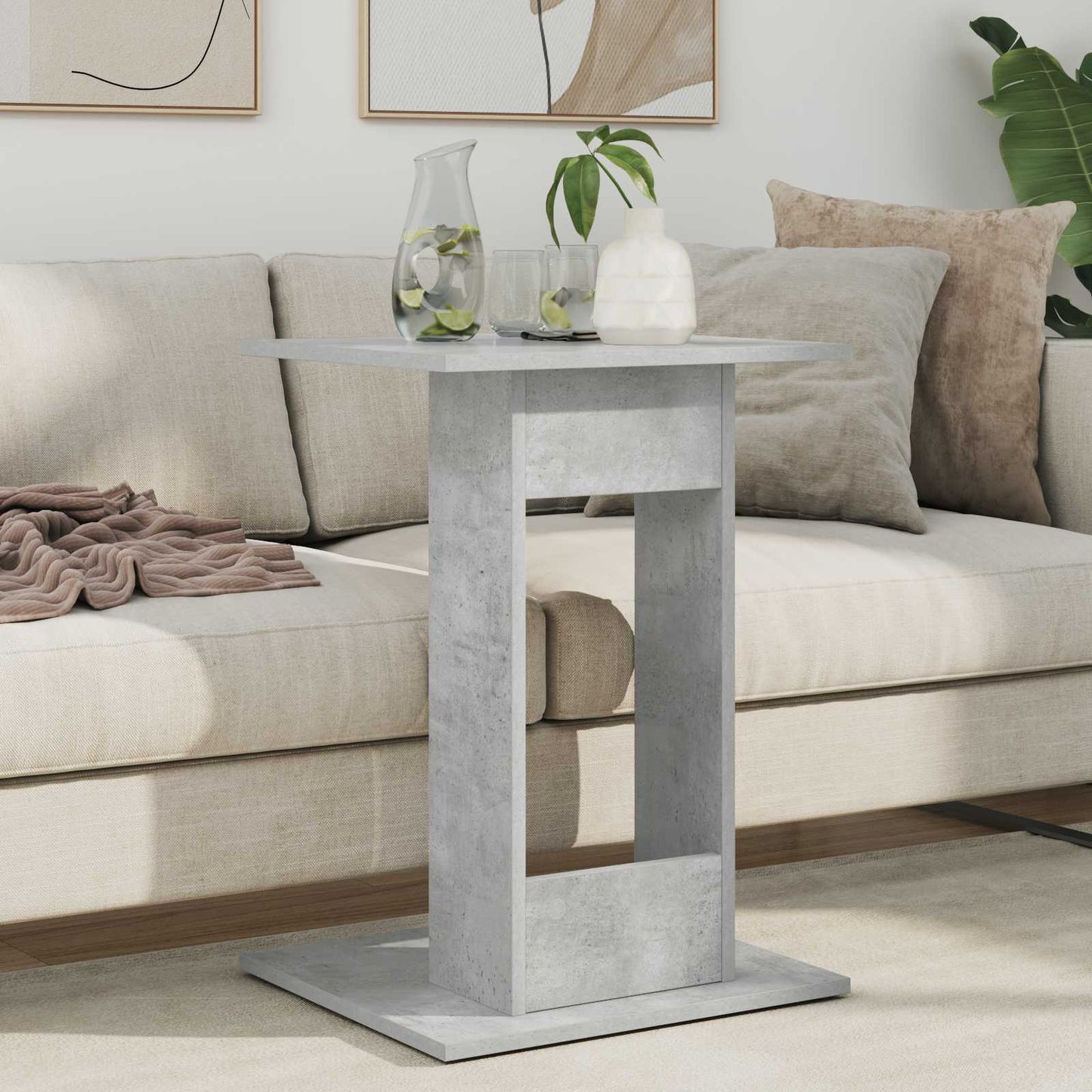 Side Table Concrete Grey 45 x 40 x 62.5 cm Engineered Wood