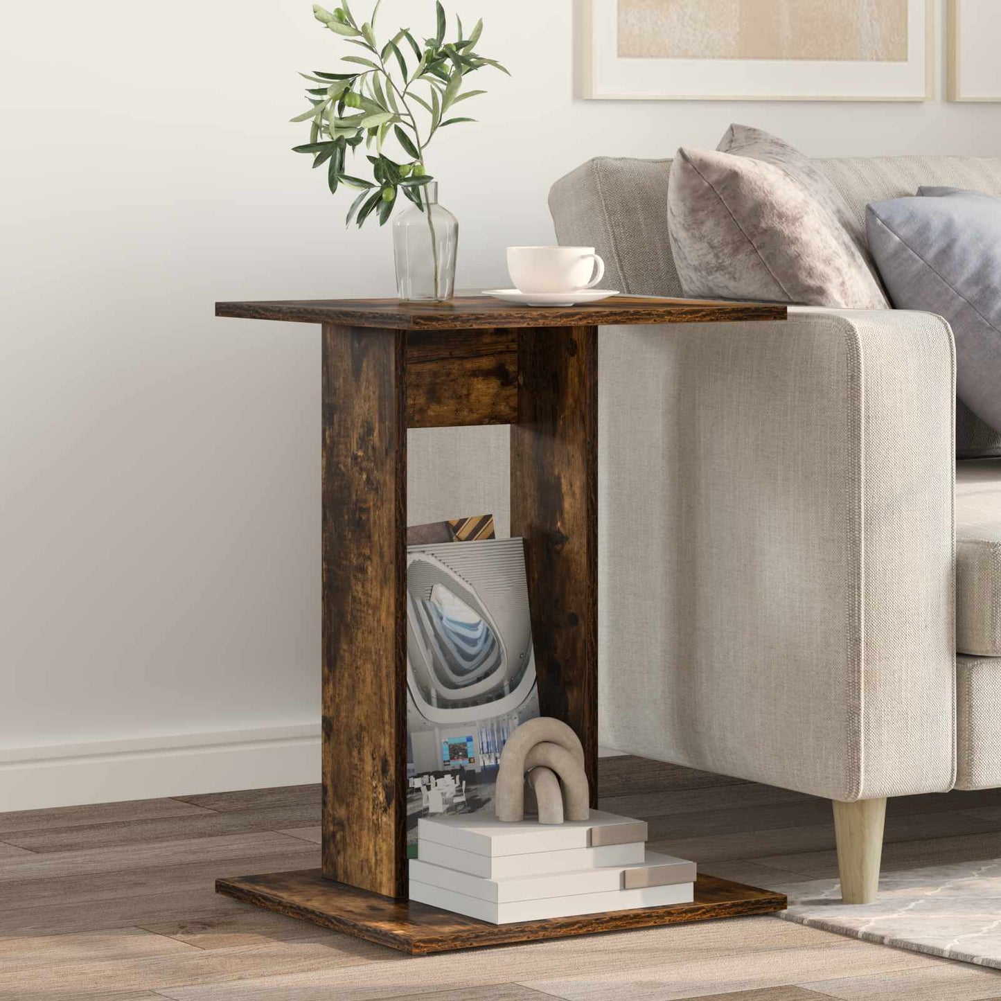 Side Table Smoked Oak 45 x 40 x 62.5 cm Engineered Wood