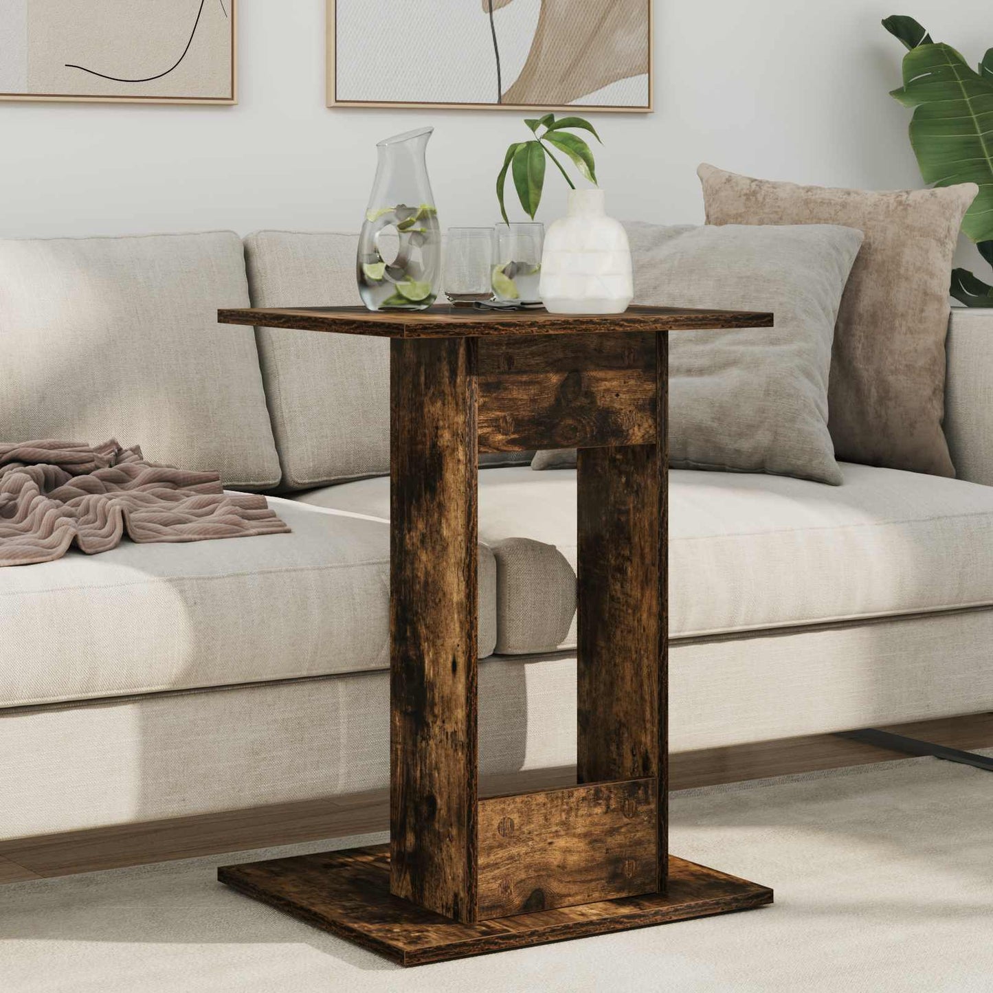 Side Table Smoked Oak 45 x 40 x 62.5 cm Engineered Wood