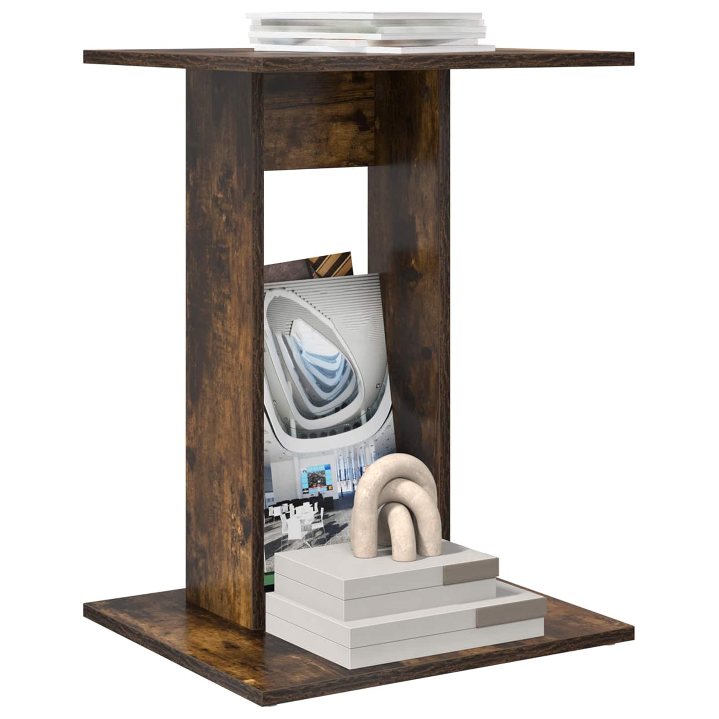 Side Table Smoked Oak 45 x 40 x 62.5 cm Engineered Wood