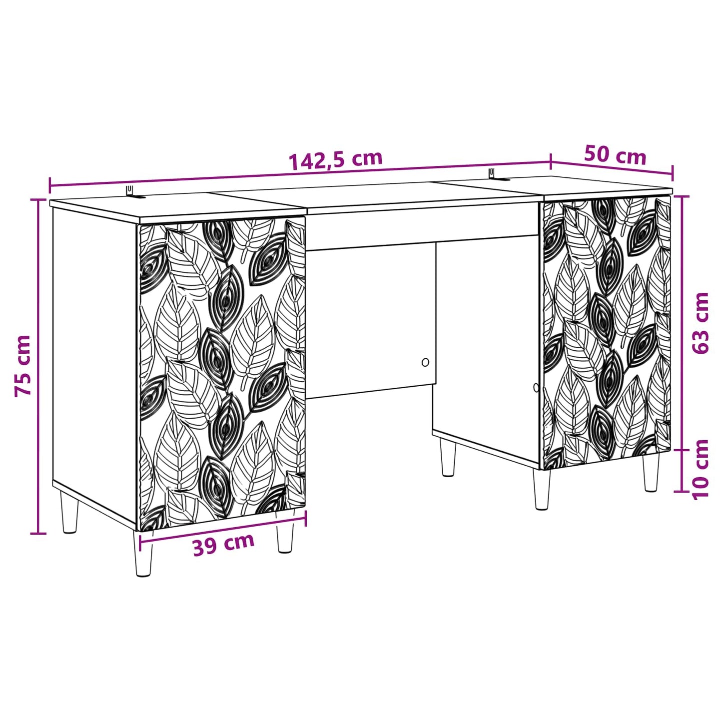 Desk Concrete Grey 142.5 x 50 x 75 cm Engineered Wood