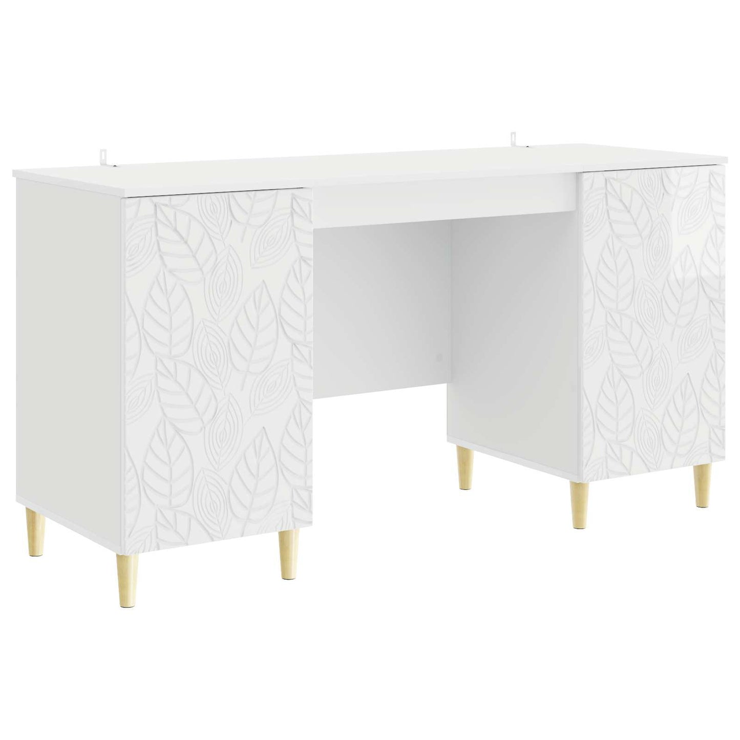 Desk High Gloss White 142.5 x 50 x 75 cm Engineered Wood