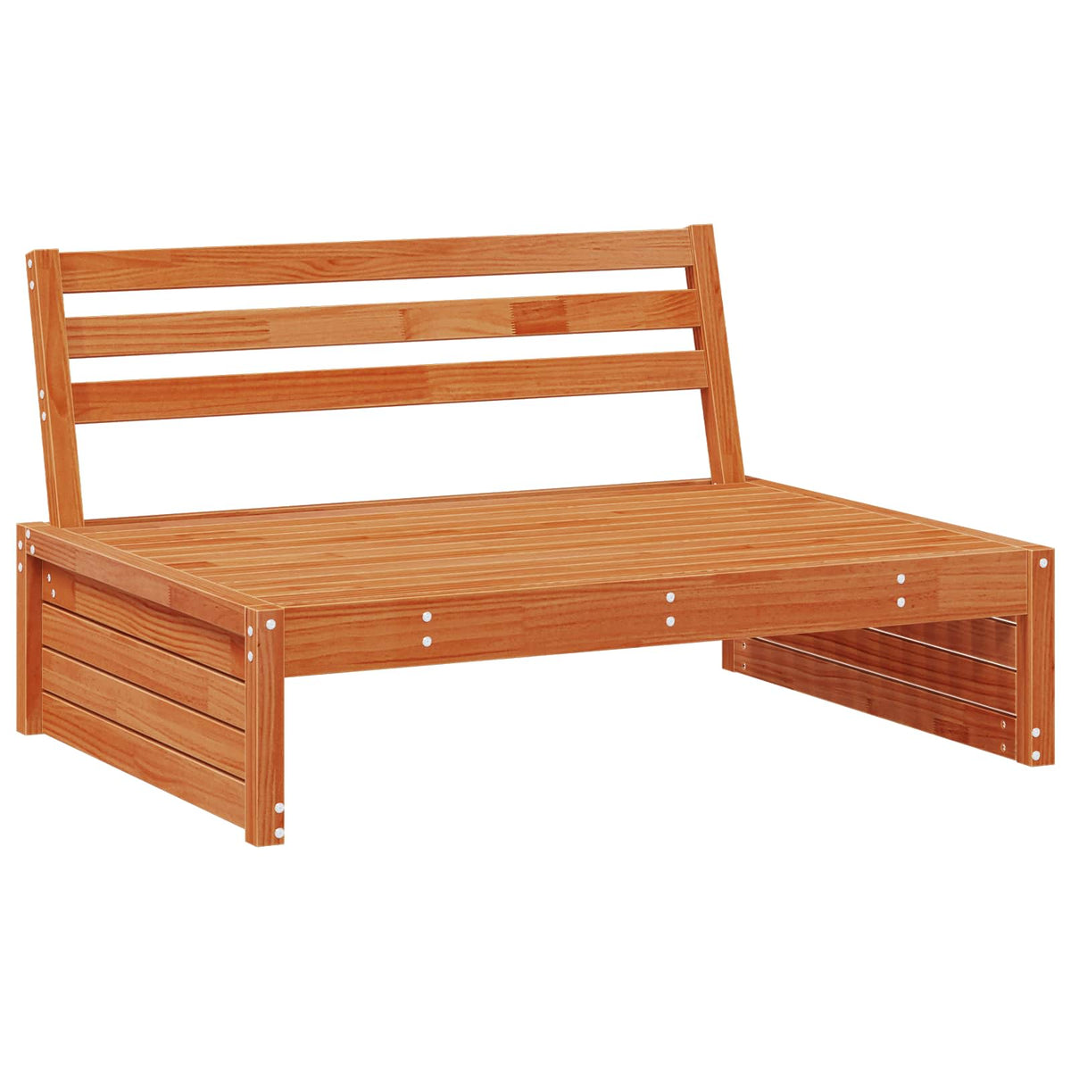 Garden Middle Sofa Solid Pine Wood Wax Brown 120 x 95 x 69 cm