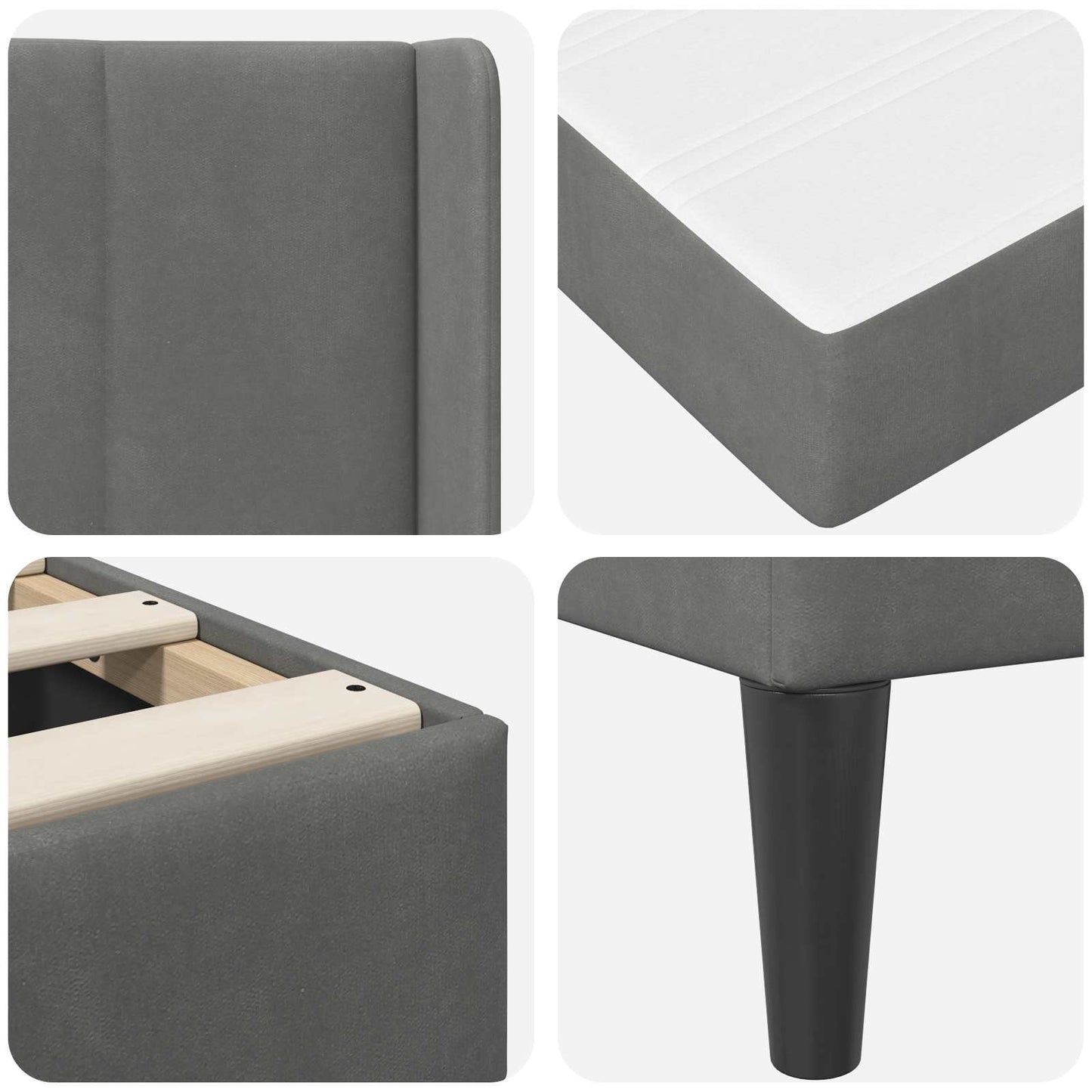 Bed Frame with Mattress Dark Grey 180 x 200 cm Velvet