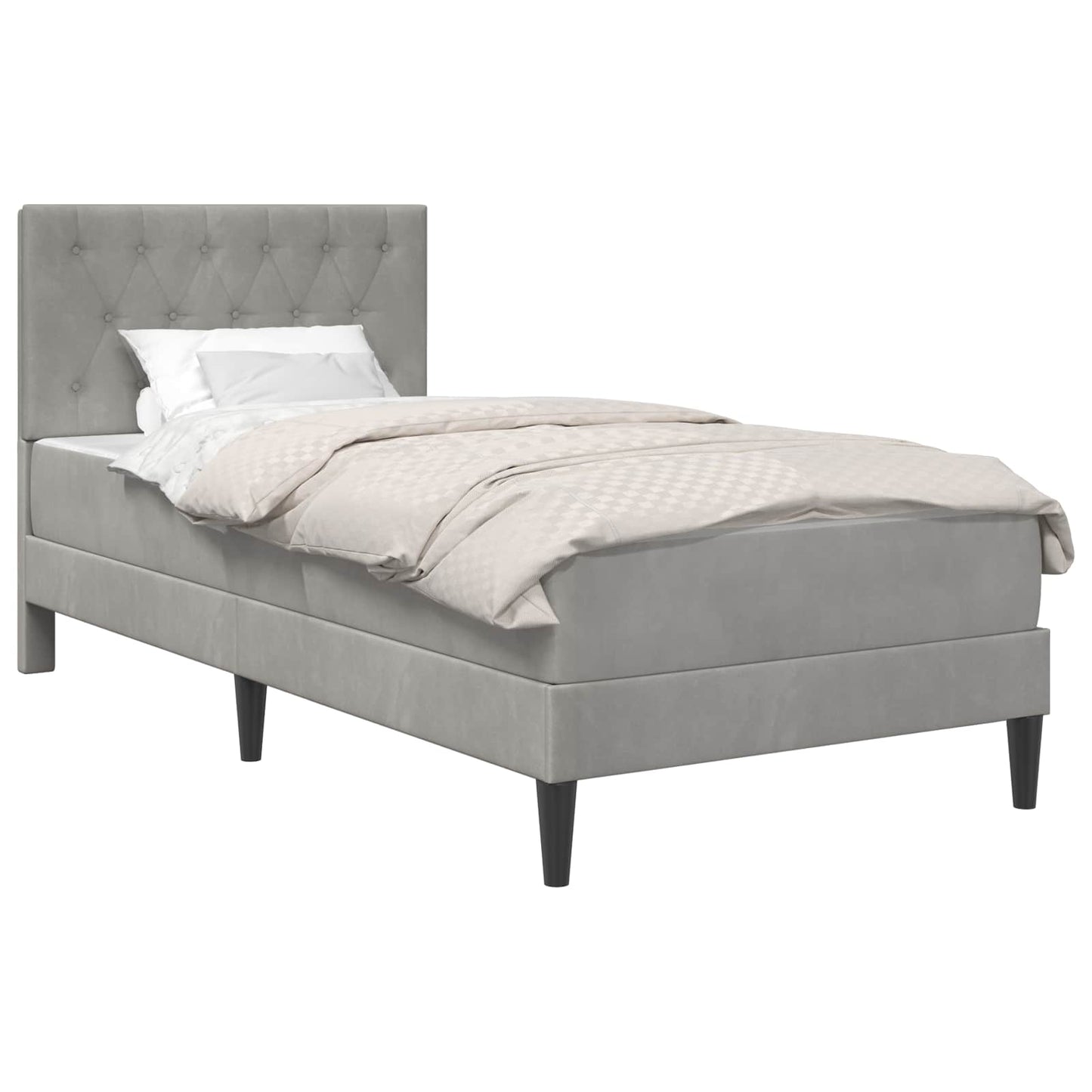Bed Frame with Mattress Light Grey 90 x 190 cm Velvet