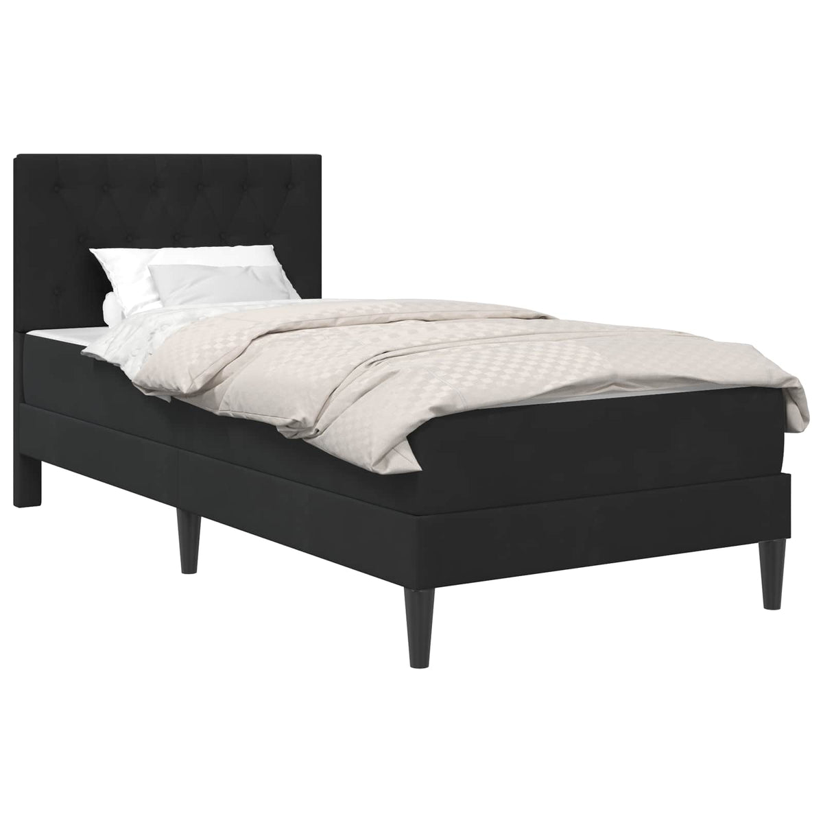 Bed Frame with Mattress Black 90 x 190 cm Velvet