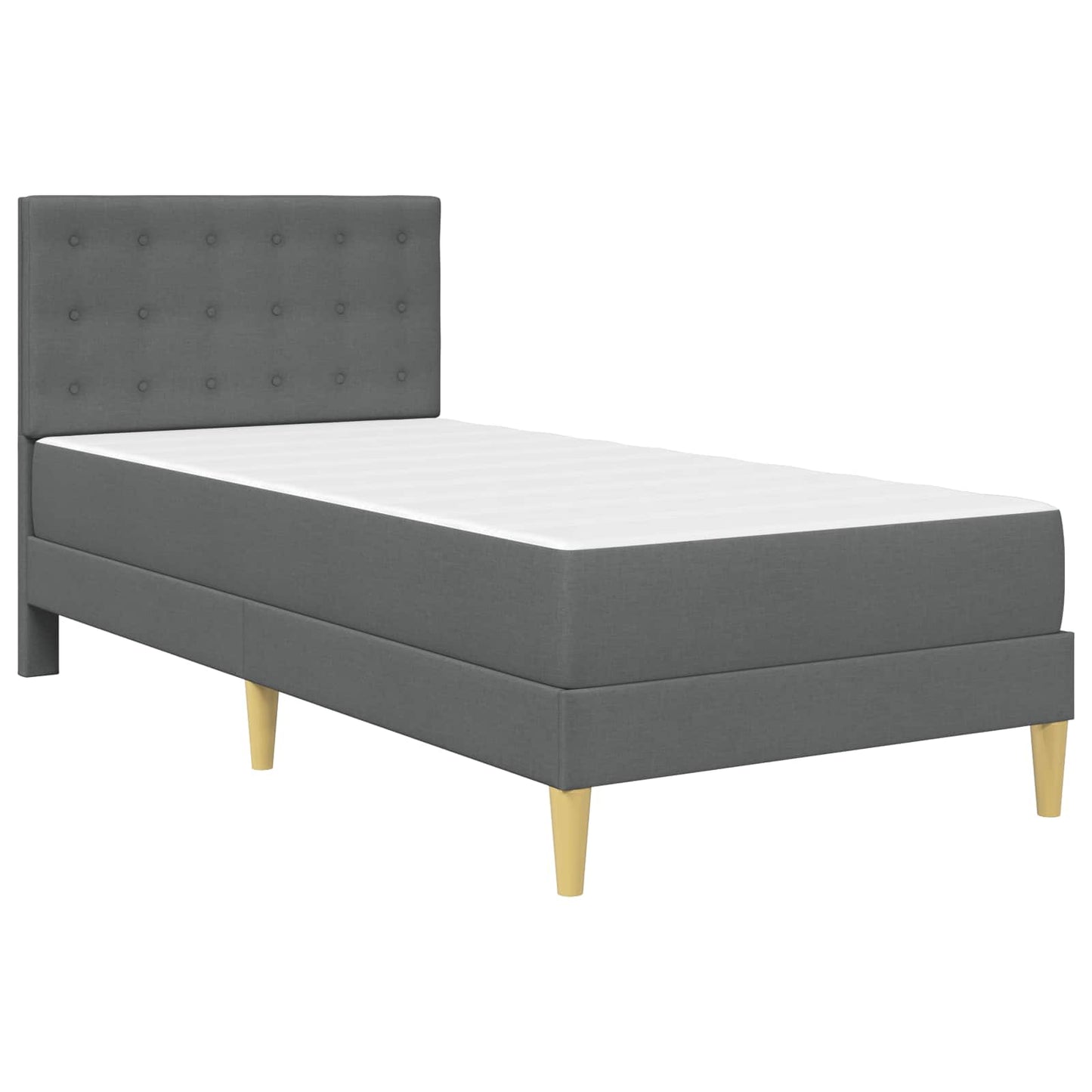 Bed Frame with Mattress Dark Grey 90 x 190 cm Fabric