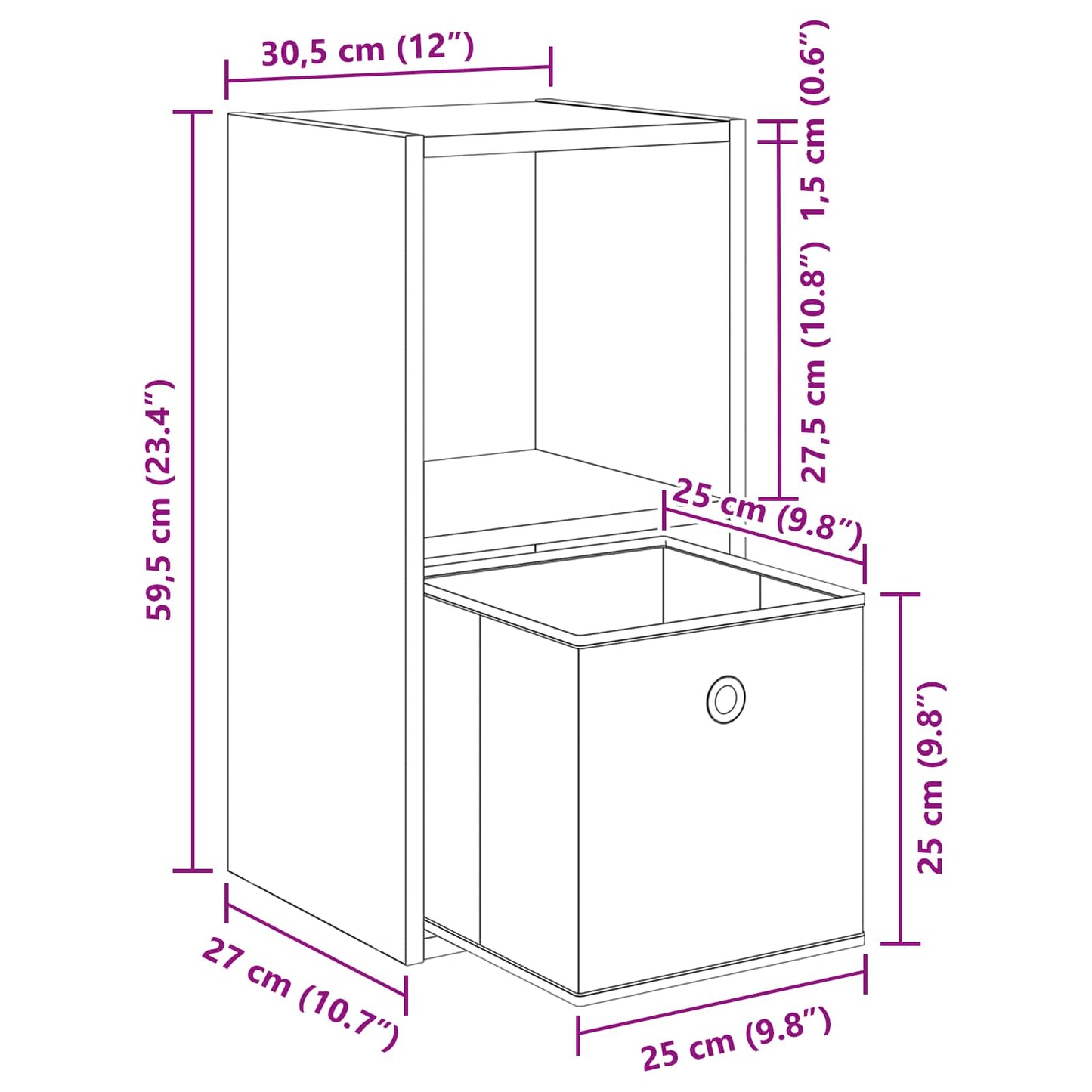 Bedside Table 2 pcs Concrete Grey 30.5 x 27 x 59.5 cm