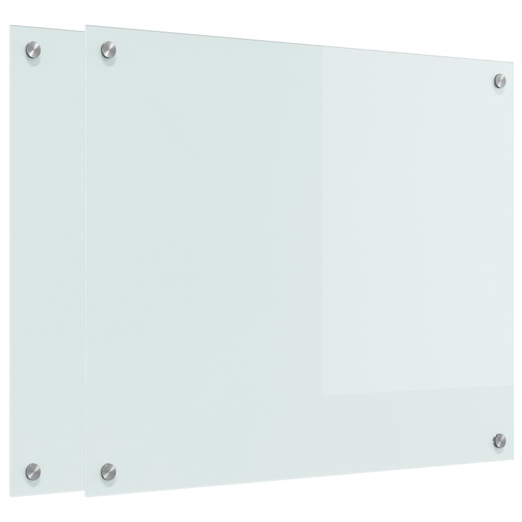 Kitchen Backsplash 2 pcs White 70 x 60 cm Tempered Glass