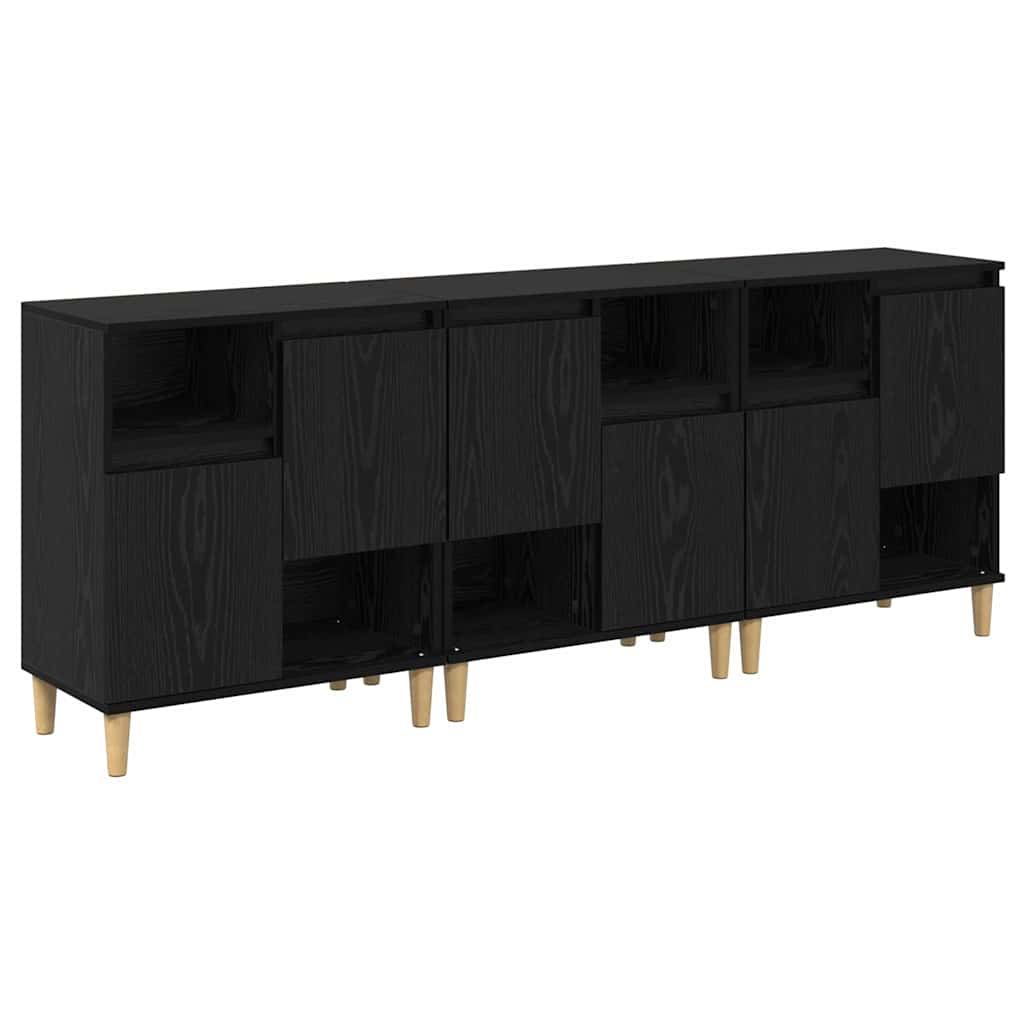 Sideboards 3 pcs Black Oak 60 x 35 x 70 cm Engineered Wood