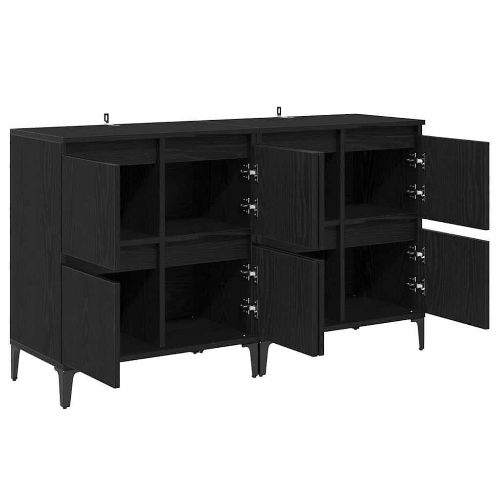 Sideboards 2 pcs Black Oak 60 x 35 x 70 cm Engineered Wood