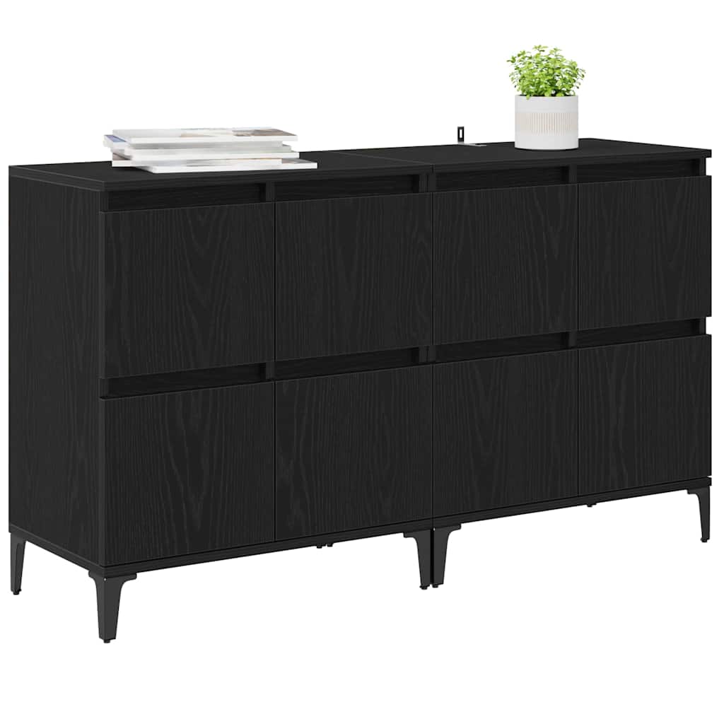 Sideboards 2 pcs Black Oak 60 x 35 x 70 cm Engineered Wood