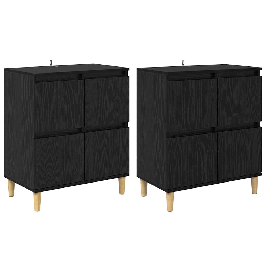 Sideboards 2 pcs Black Oak 60 x 35 x 70 cm Engineered Wood