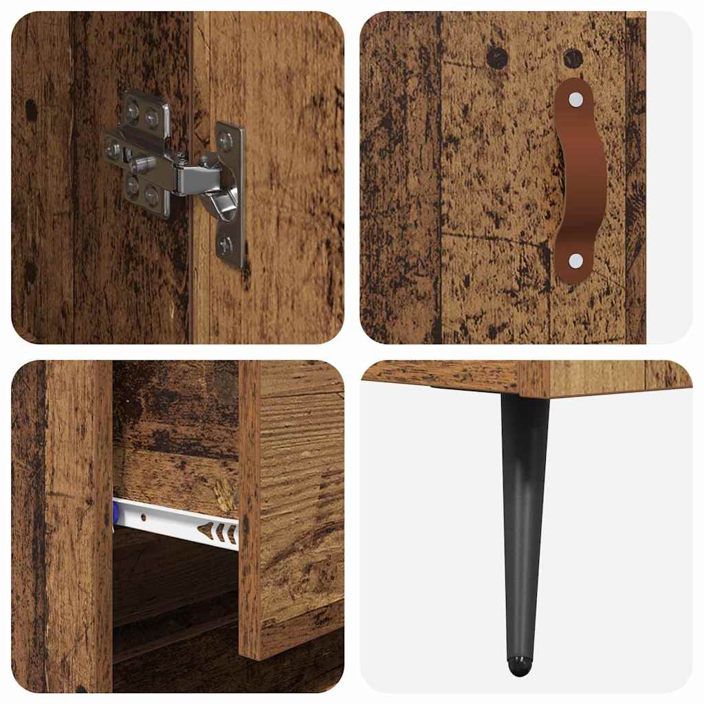 Highboard Cabinet with Shelf 2 pcs Old Wood 69.5 x 34 x 180 cm