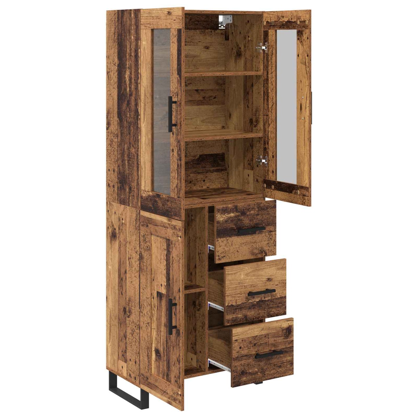Highboard 2 pcs Old Wood 69.5 x 34 x 180 cm Engineered Wood