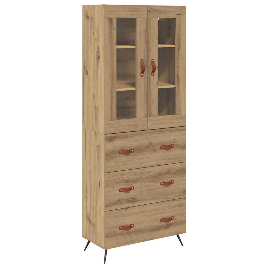 Highboard Cabinet with Shelf 2 pcs Artisan Oak Engineered Wood