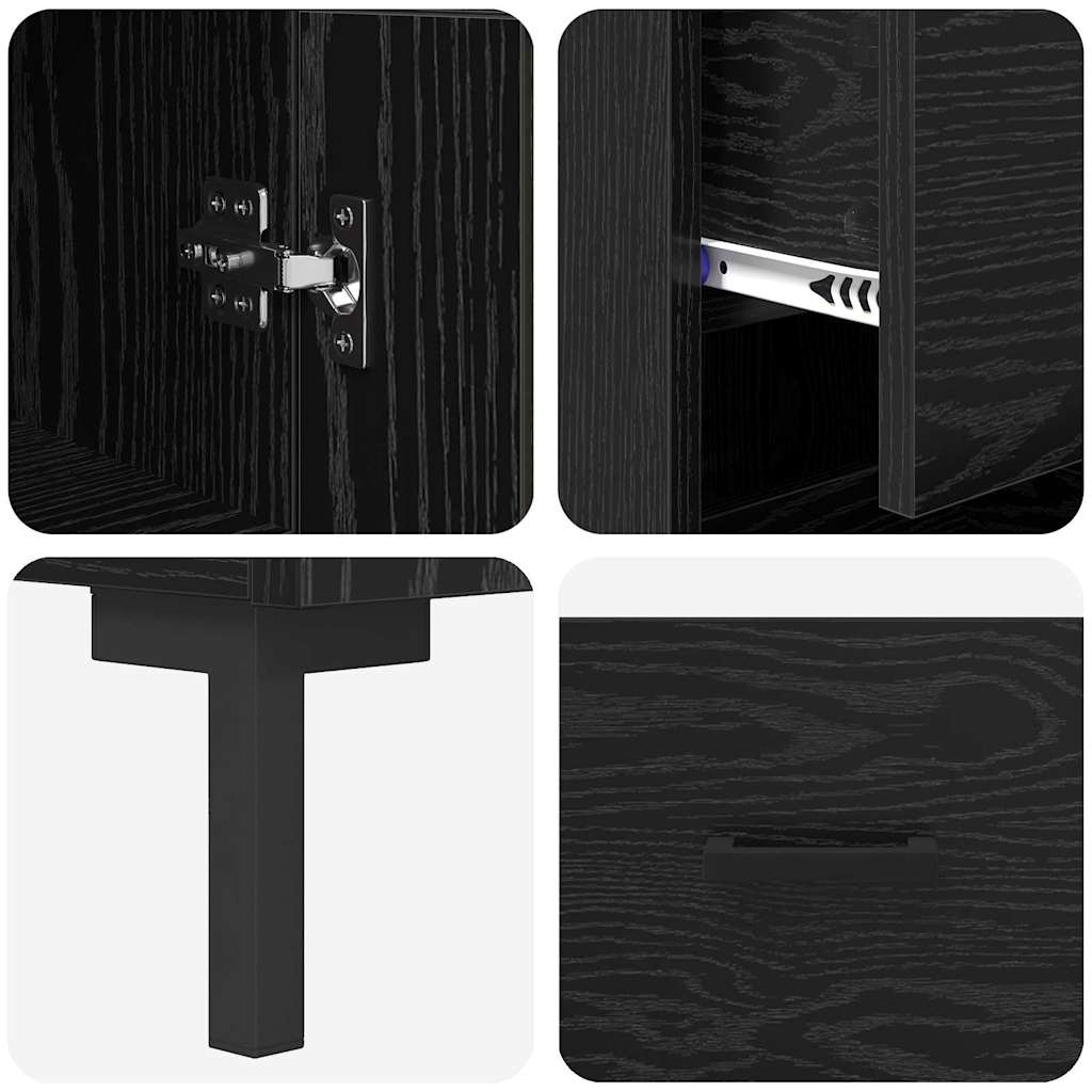 Highboard Black Oak 34.5 x 34 x 180 cm Engineered Wood