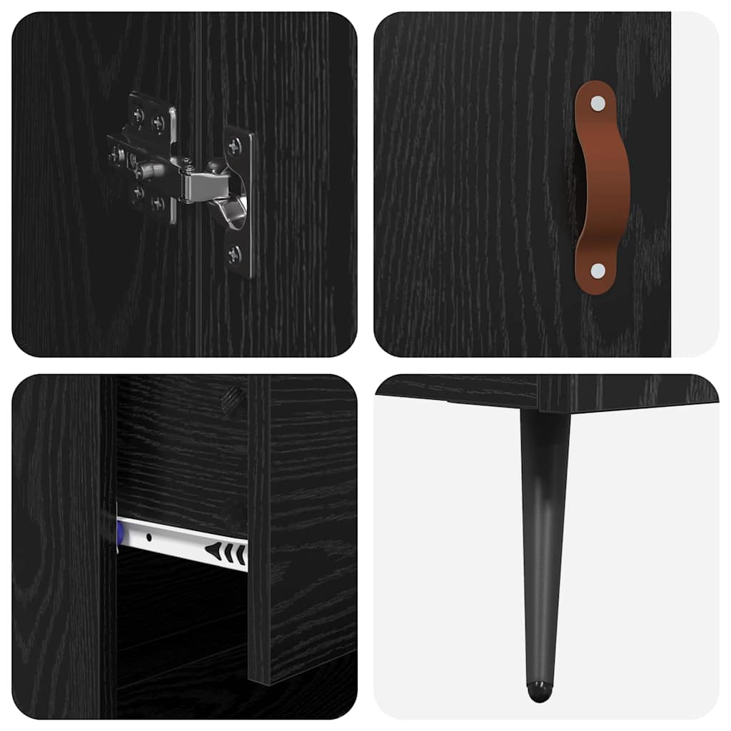 Highboard Cabinet with Shelf 2 pcs Black Oak 69.5 x 34 x 180 cm